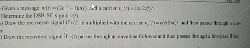 Solved Given A Message Mo 2eu Antd A Carrier V Cos 2