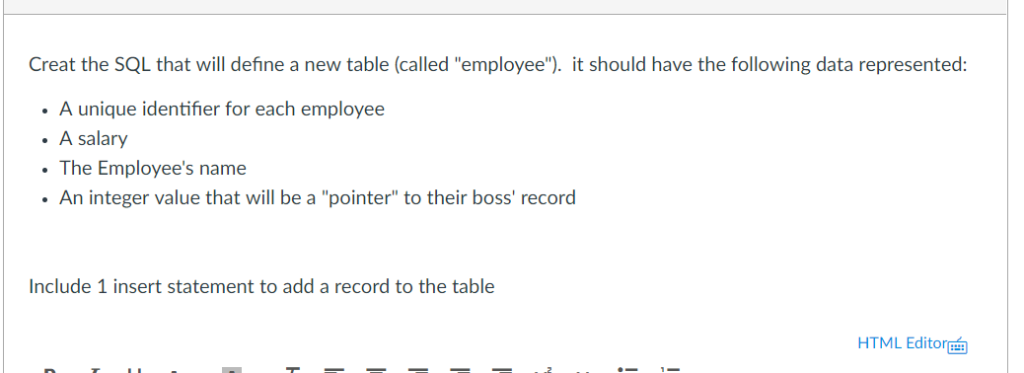 Solved Creat the SQL that will define a new table (called | Chegg.com