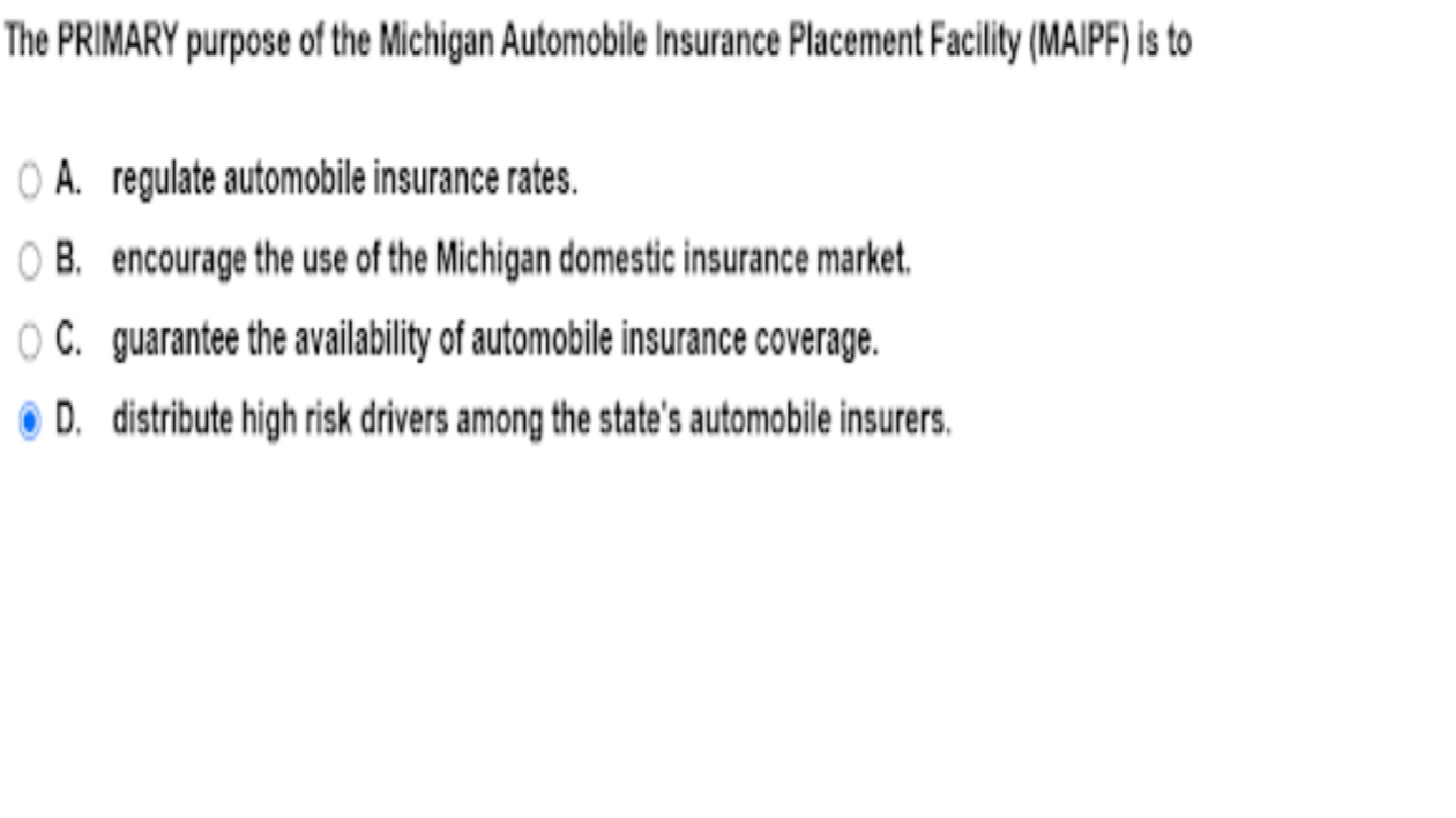 Solved The PRIMARY Purpose Of The Michigan Automobile Chegg Com   PhpAAfn2I