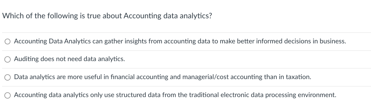 Solved Which of the following is true about Accounting data | Chegg.com