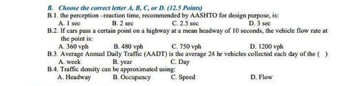 Solved B. Choose The Correct Letter A, B, C, Or D. (12.5 | Chegg.com