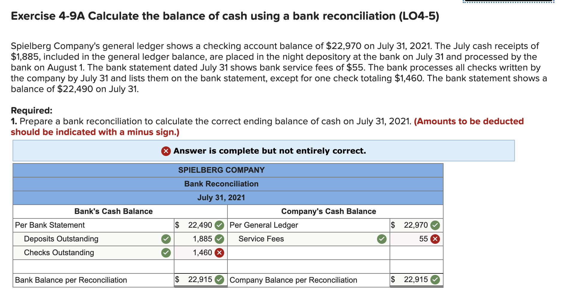 Solved Exercise 49A Calculate the balance of cash using a