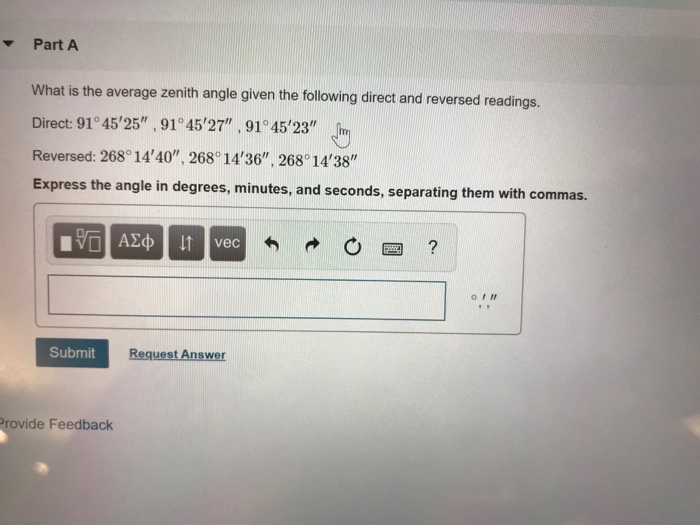 Solved Part A What is the average zenith angle given the | Chegg.com