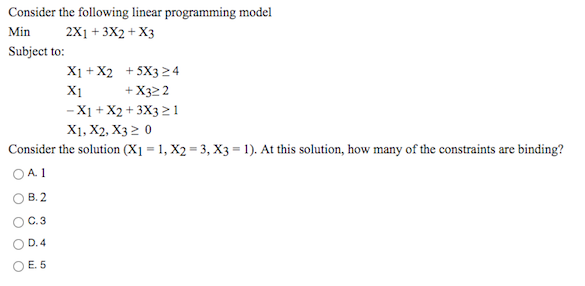 Solved Consider the following linear programming model Min | Chegg.com