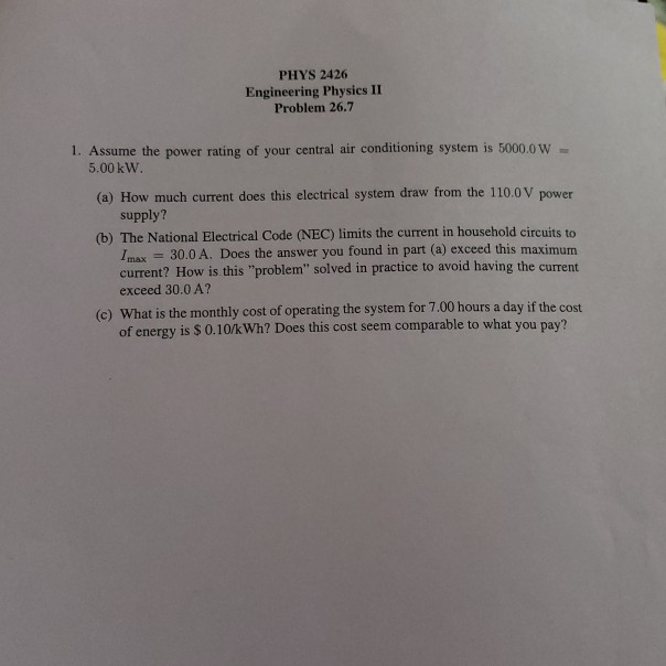 Solved PHYS 2426 Engineering Physics II Problem 26.7 1. | Chegg.com