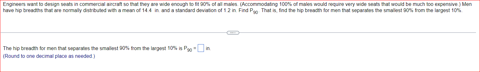 Solved The hip breadth for men that separates the smallest | Chegg.com