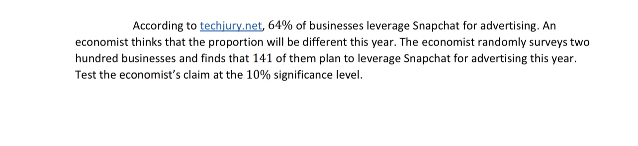 Solved According to techjury.net, 64\% of businesses | Chegg.com