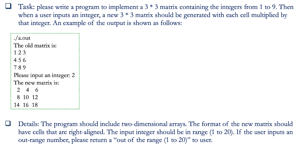 Solved Task: please write a program to implement a 3 * 3 | Chegg.com