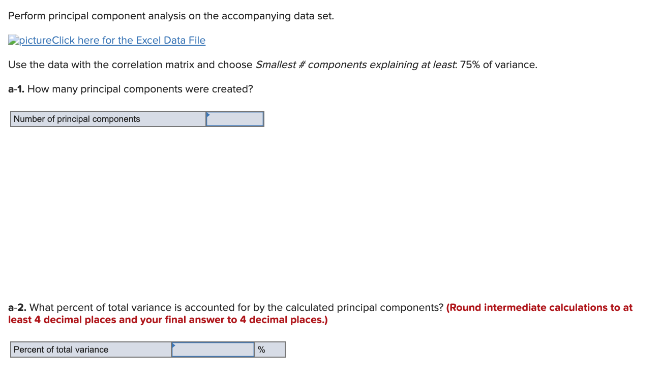 Solved Perform principal component analysis on the | Chegg.com