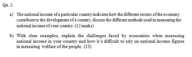 Solved a) The national income of a particular country | Chegg.com