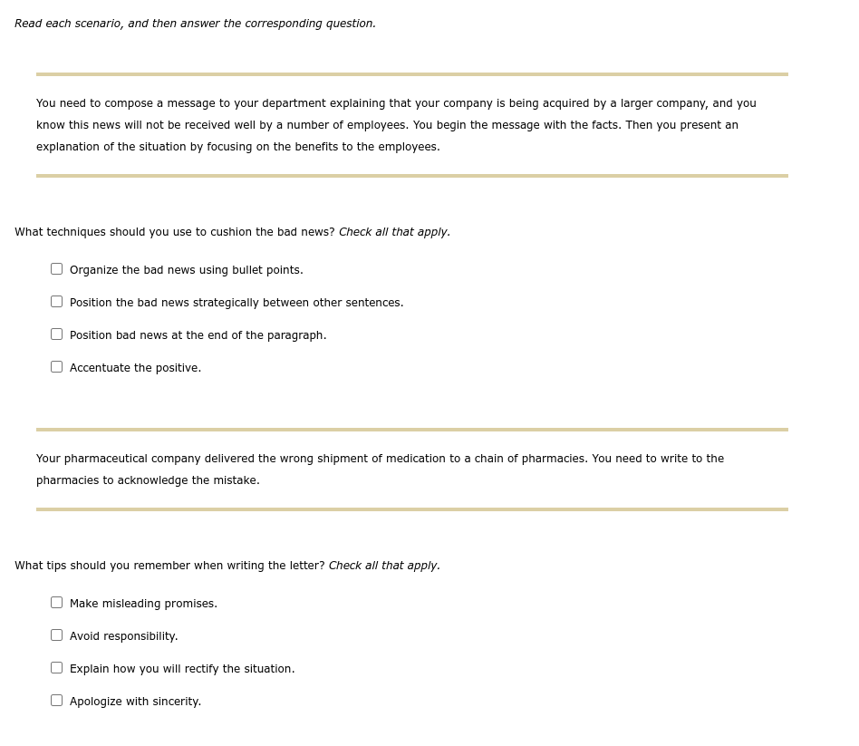 Solved Read each scenario, and then answer the corresponding | Chegg.com
