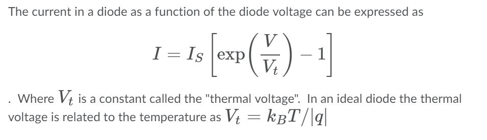 Solved The current in a diode as a function of the diode | Chegg.com