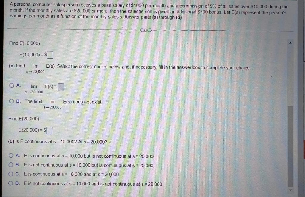 Solved A personal computer salesperson receives a base | Chegg.com