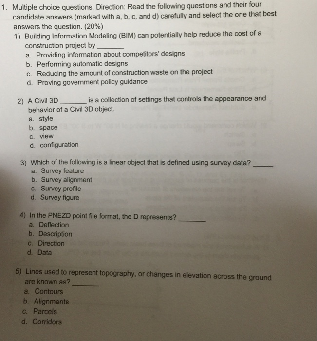 Solved Multiple choice questions. Direction: Read the | Chegg.com