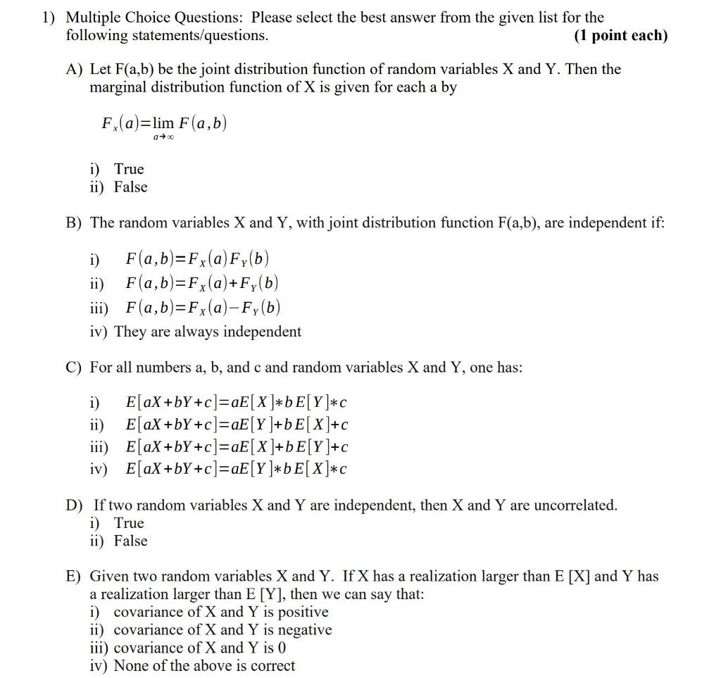 Solved 1) Multiple Choice Questions: Please select the best | Chegg.com
