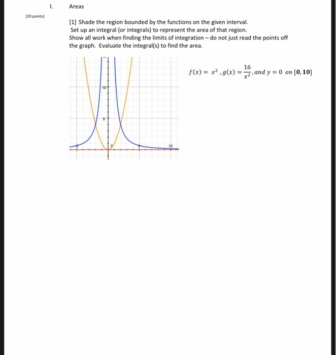 Solved I. Areas (20 points 1] Shade the region bounded by | Chegg.com