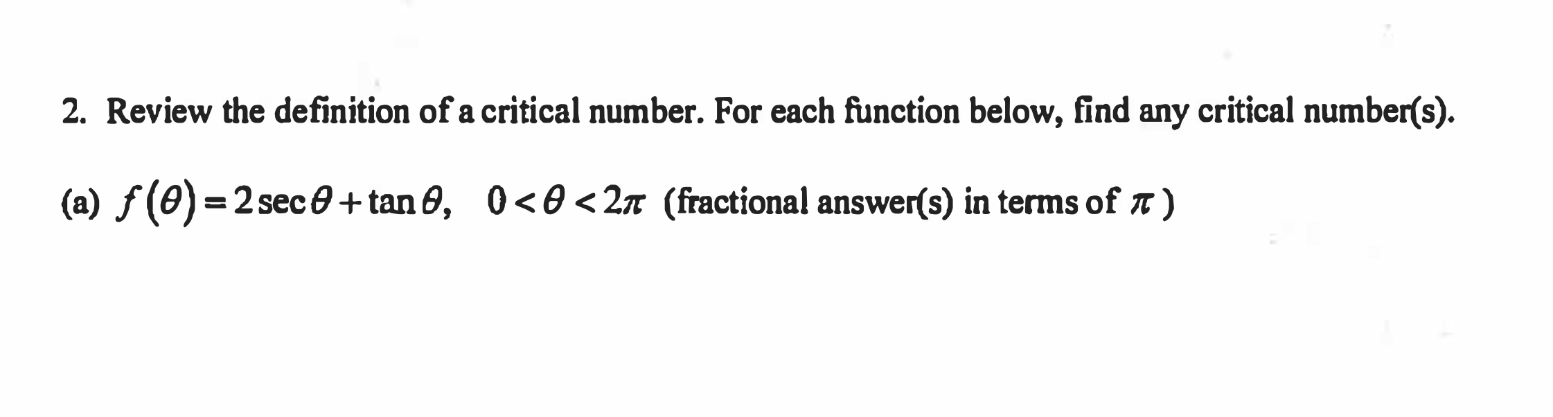 what is critical number of a function