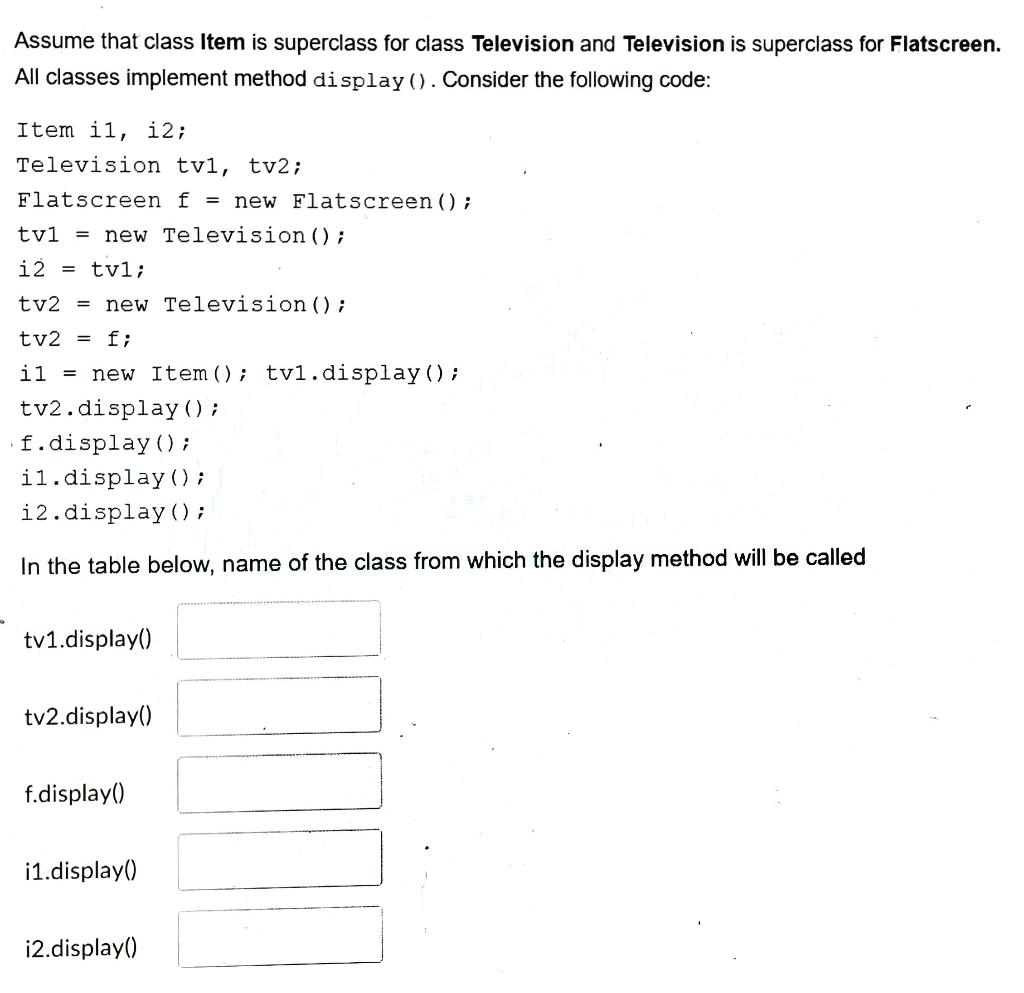 Solved Assume that class Item is superclass for class | Chegg.com