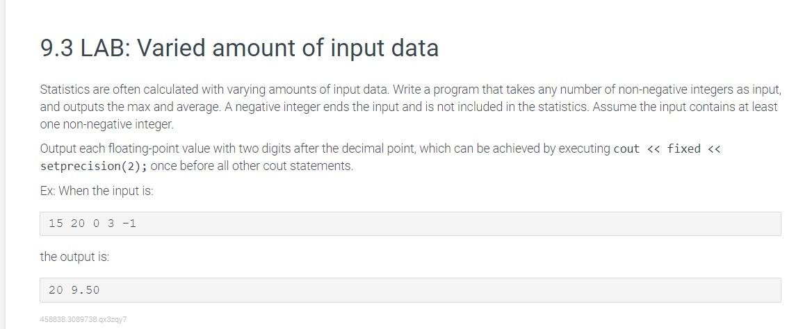 Solved \begin{tabular}{l|l} LAB & 9.3.1: LAB: Varied amount | Chegg.com