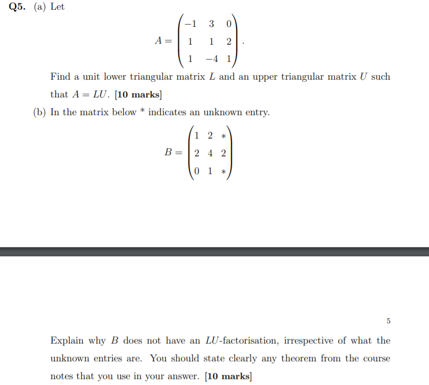 Solved q5 a let 1 3 0 a 1 1 2 1 4 1 find a unit lower chegg