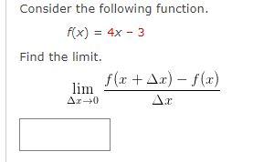 Solved Consider the following function. f(x) = 4x - 3 Find | Chegg.com