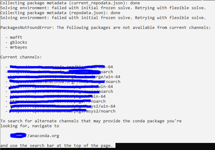 conda install package not in channel