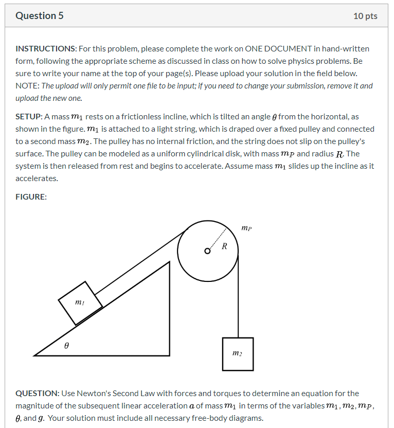 Solved Question 5 10 pts INSTRUCTIONS: For this problem, | Chegg.com