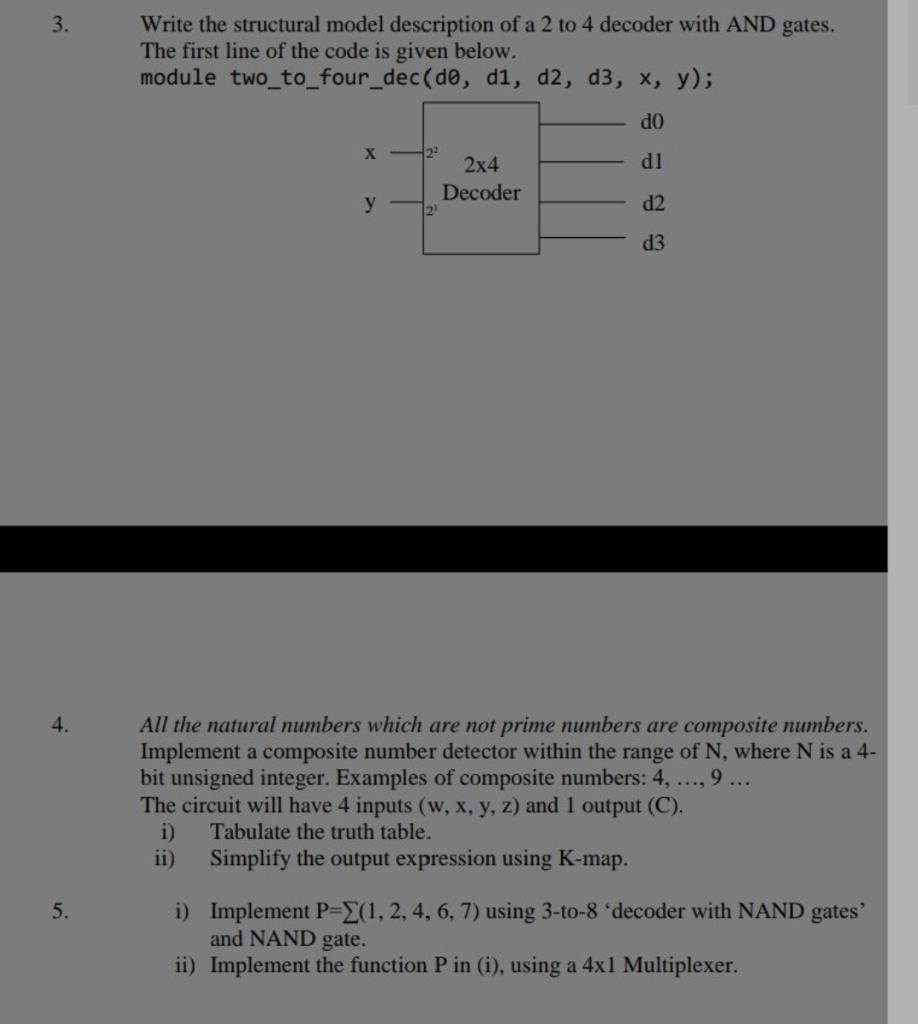 Solved 3. Write the structural model description of a 2 to 4 | Chegg.com