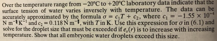 Solved - Over The Temperature Range From -20°C To +20°C | Chegg.com