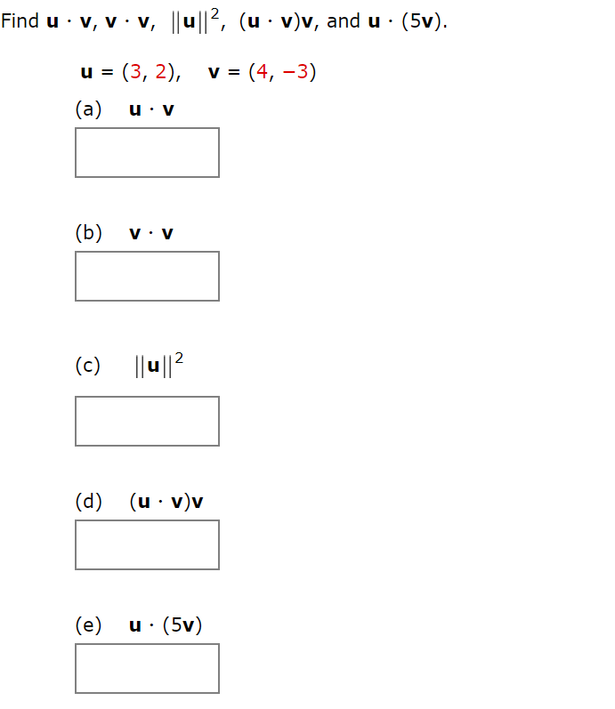 Solved Find The Distance Between U And V V 1 1 4 Chegg Com