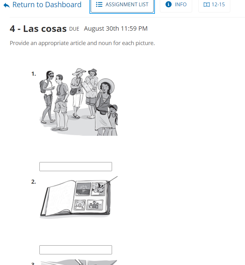 Solved 4 Las Cosas Provide an appropriate article and noun