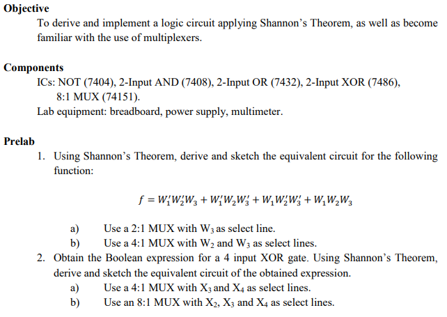Solved Objective To derive and implement a logic circuit | Chegg.com