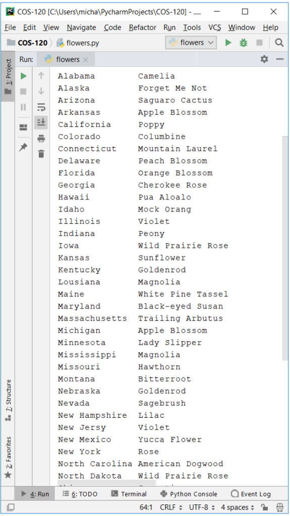 Solved Write a Python program called flowers.py that creates | Chegg.com