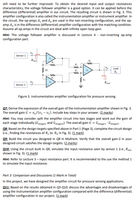 [Solved]: solve 7 to 11 Project - Op-Amp Pressure Sen