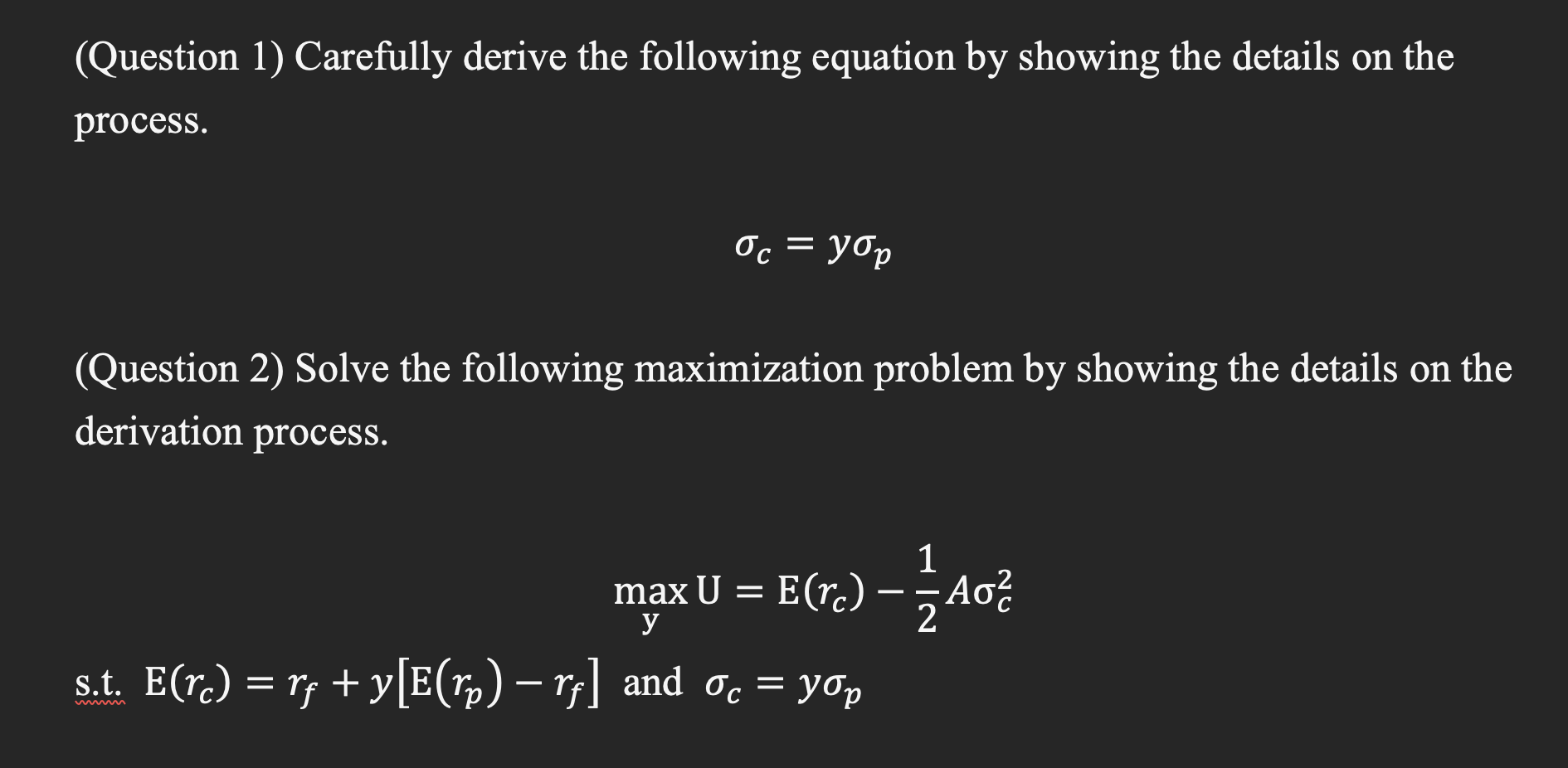 Solved (Question 1) Carefully derive the following equation | Chegg.com