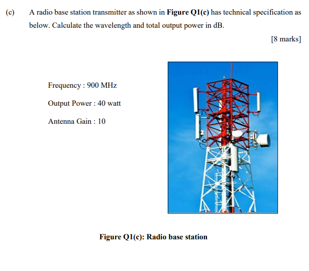 Solved (c) A radio base station transmitter as shown in | Chegg.com