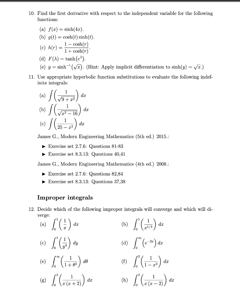 Solved 10 Find The First Derivative With Respect To The 7400