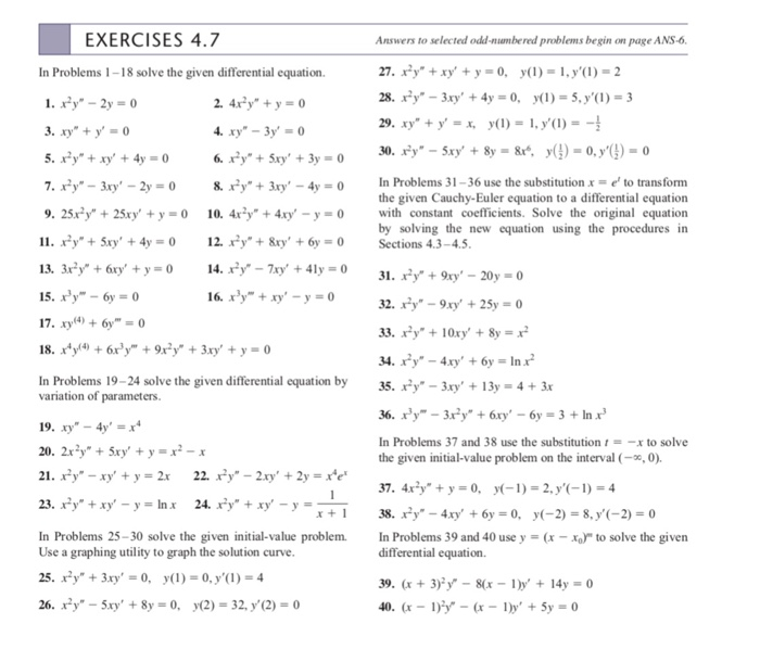 Solved EXERCISES 4.7 Answers to selected odd-numbered | Chegg.com