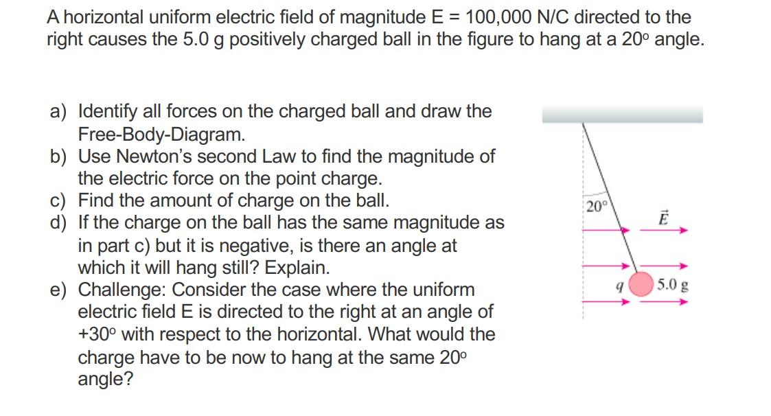 Solved A horizontal uniform electric field of magnitude | Chegg.com
