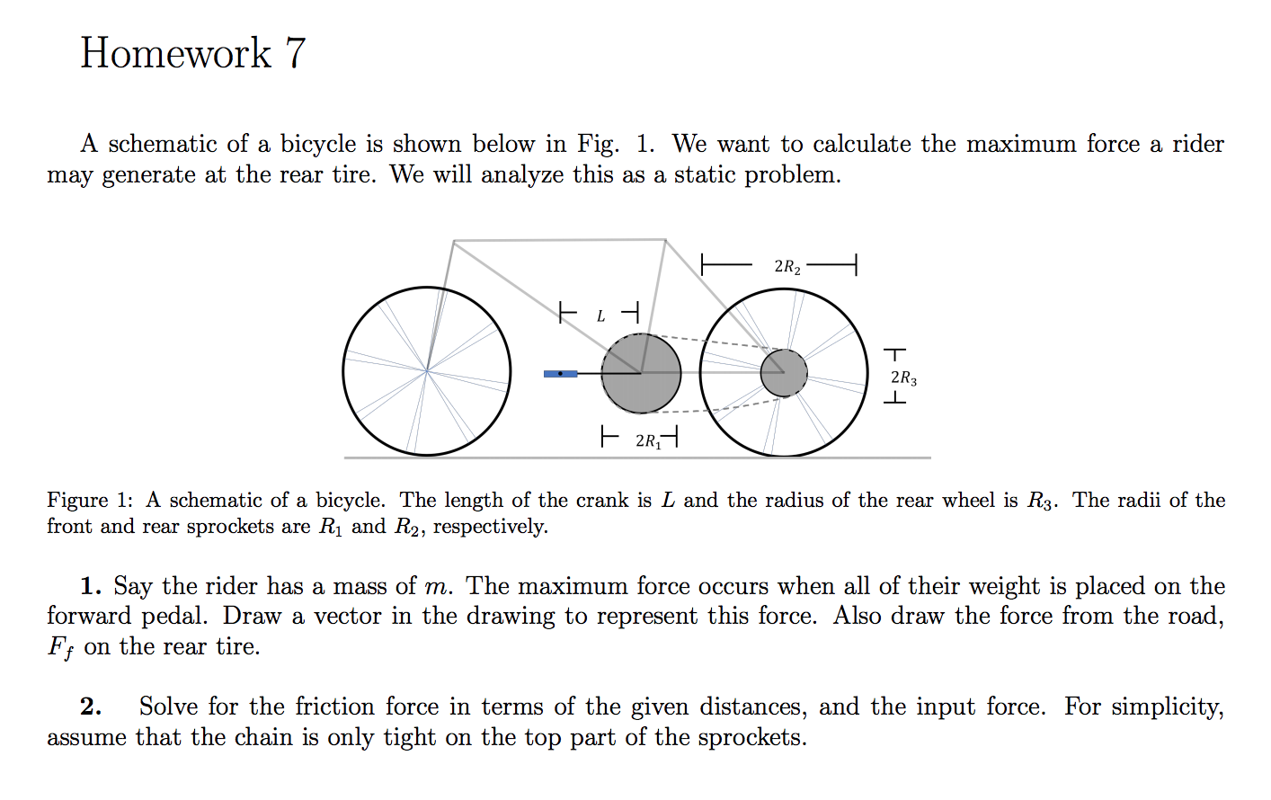 Homework 7 A Schematic Of A Bicycle Is Shown Below... | Chegg.com