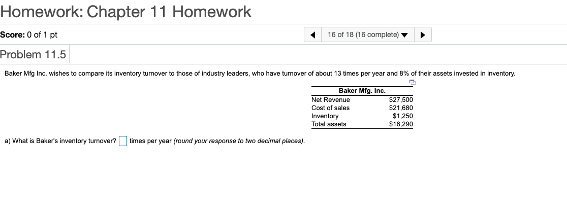 Solved Homework: Chapter 11 Homework Score: 0 of 1 pt 16 of | Chegg.com
