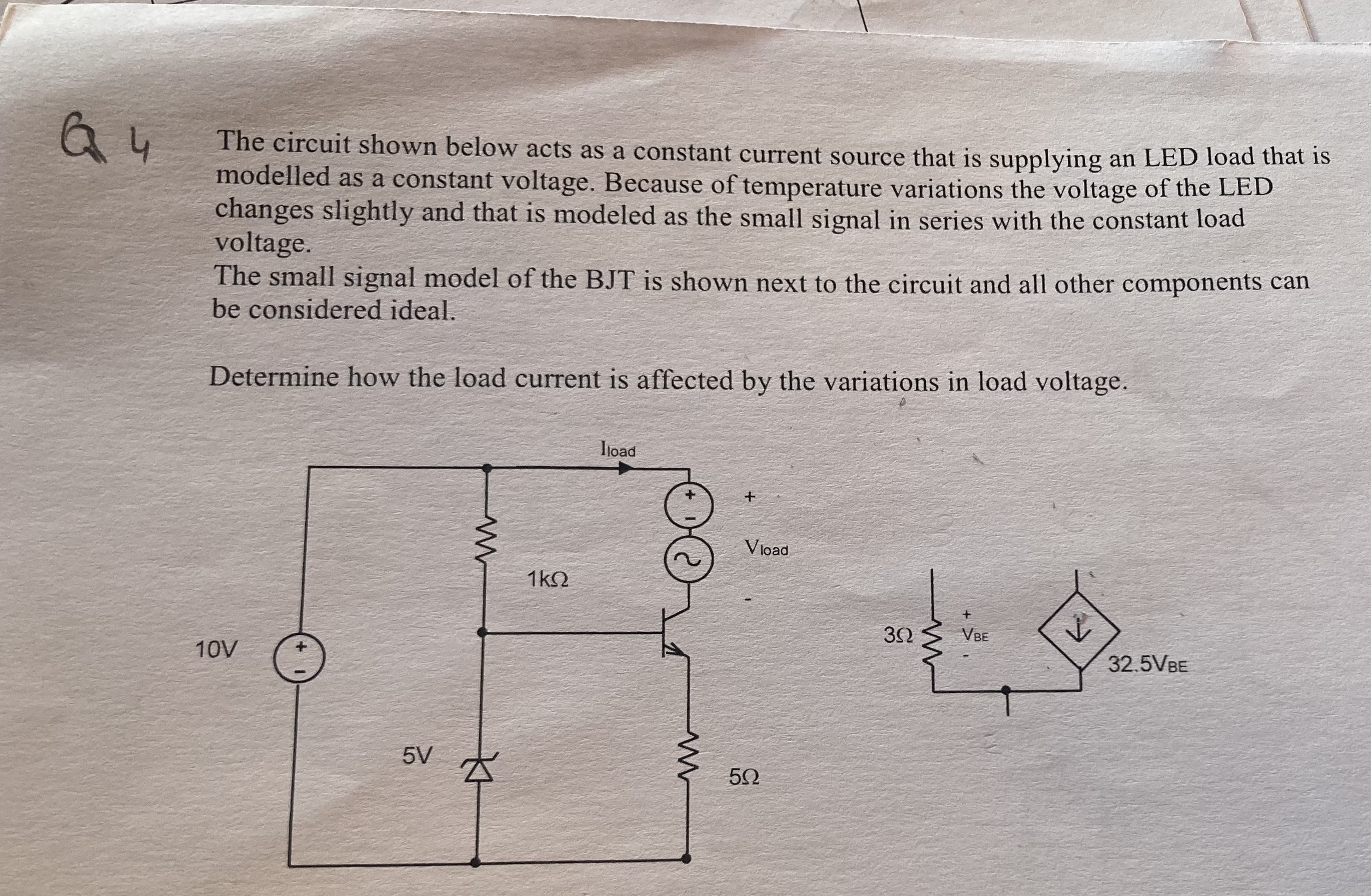 Solved The circuit shown below acts as a constant current | Chegg.com