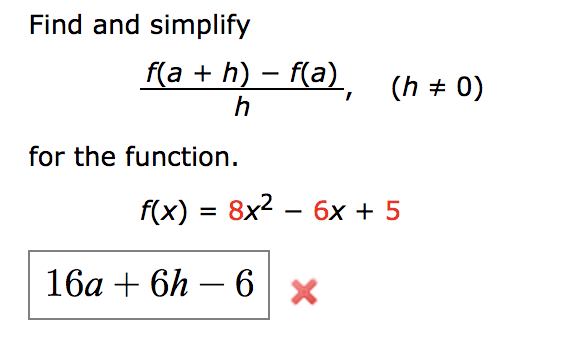 Solved Find And Simplify F a H f a h 0 For The Chegg