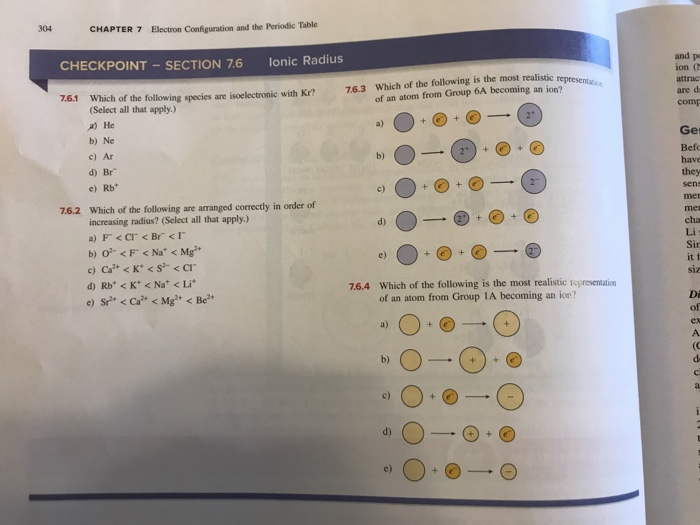 Solved CHAPTER 7 Electron Configuration and the Periodic | Chegg.com