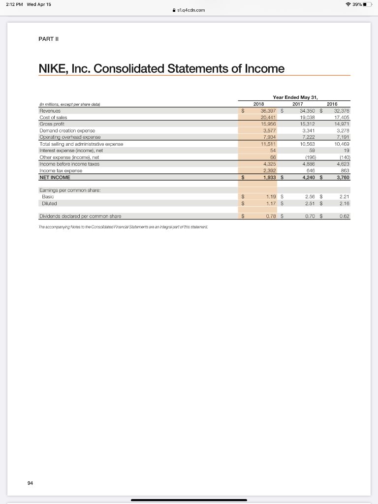 nike financial resources