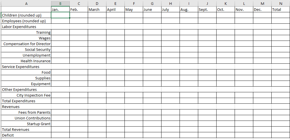 Solved show formulas in excel spreadsheet Part 1 Daycare | Chegg.com