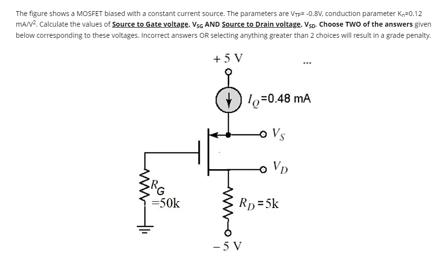 Solved The figure shows a MOSFET biased with a constant | Chegg.com