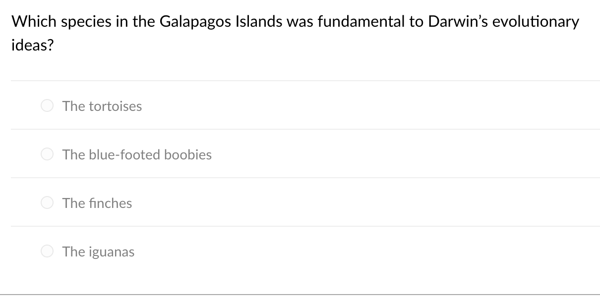 Solved Which species in the Galapagos Islands was | Chegg.com