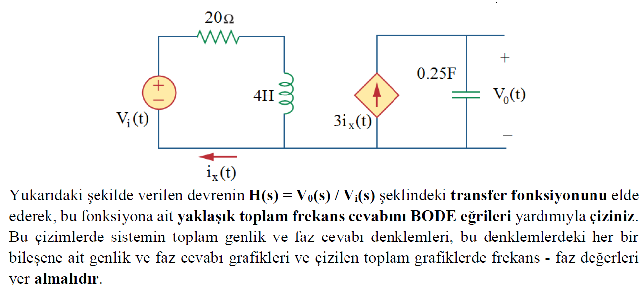 Solved Yukarıdaki şekilde Verilen Devrenin H(s)=v0(s) Vi(s) 