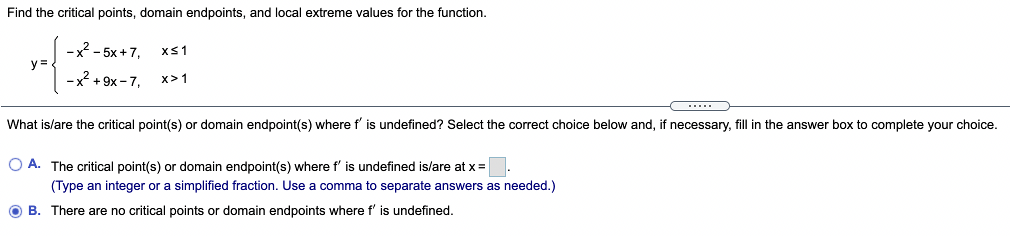 Solved Find the critical points, domain endpoints, and | Chegg.com